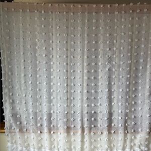 PB Teen White Dot Textured Sheer Curtain Panels, 2 pairs, each 48 x 84 inches